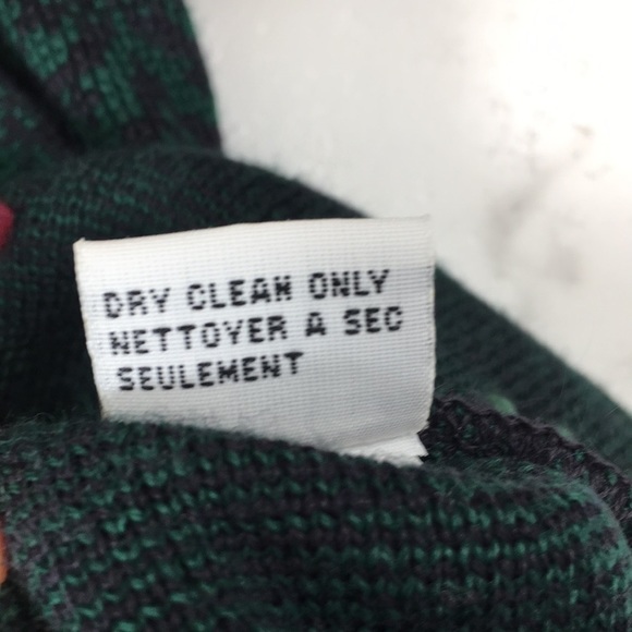 Talbots Vintage Black Green Damask Floral Cardigan Sweater Womens L Wool‎ Blend - Picture 7 of 12